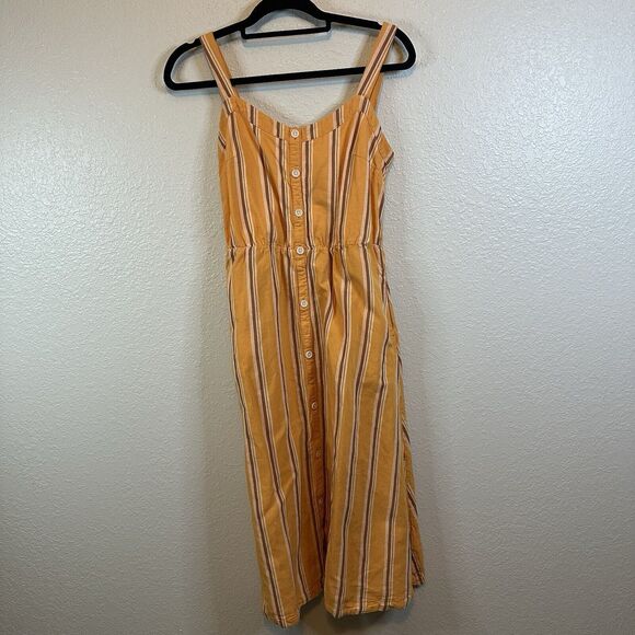 Pact Dress The Canopy Picnic Dress Size S Orange Sun Drenched Stripes Casual - Picture 2 of 10